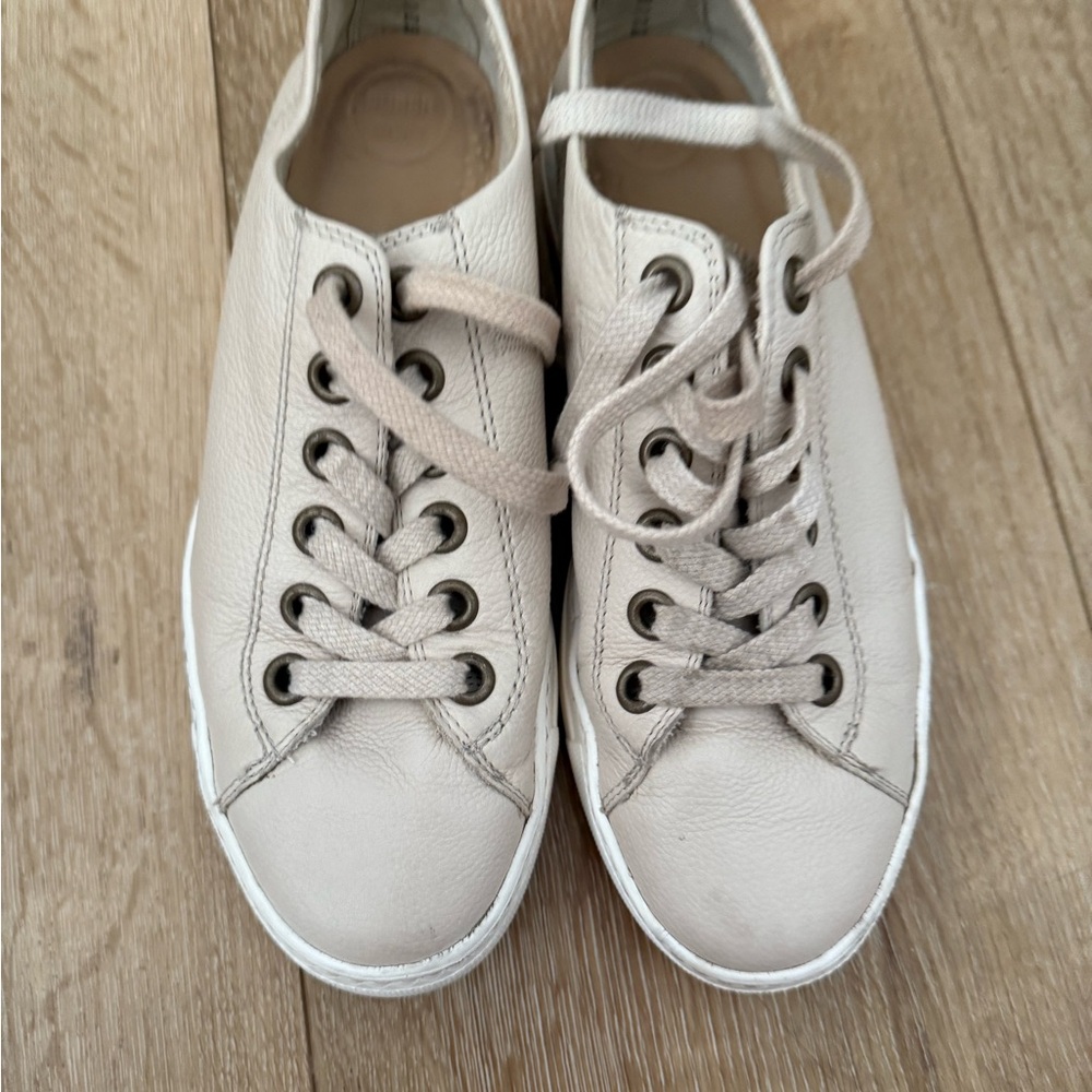 Paul Green Light Beige Leather Sneakers